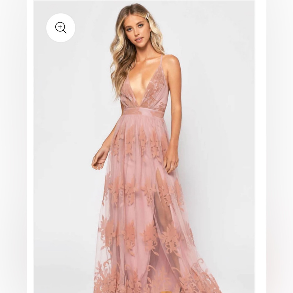 Rose Tulle/Velvet Floral Maxi Dress